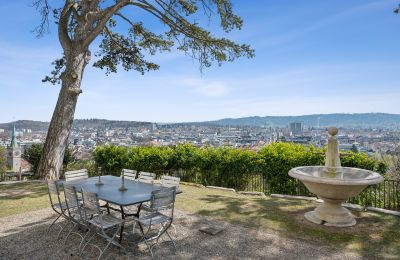 Mansión histórica en venta Biel/Bienne, Alpenstrasse 95, Berna, Panoramablick über die Bieler Dächer, die Alpenkette und den Bielersee