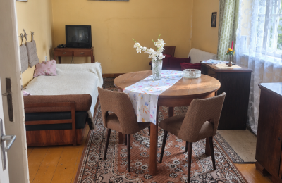 Propiedad histórica en venta Izbica Kujawska, Toruńska 9, Cuyavia‑Pomerania, jadalnia z widokiem na ogród